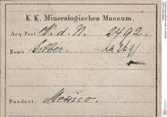 Etiketten zu Silber (NHMW-MIN-Aa2691)